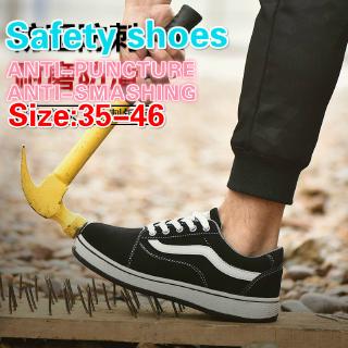 【Sell well】*Ready stock*Fashion Sports Safety Shoes Steel Toe Caps Smash-proof Safety Shoes