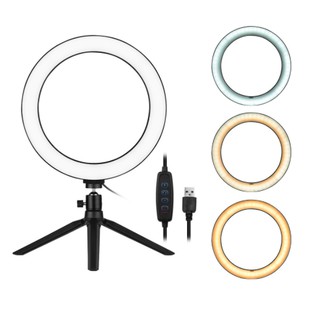 10 Inch LED Ring Light with Tripod Stand 3200K-5500K Dimmable Table Camera Light Lamp 3 Light Modes