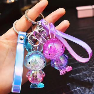 Acrylic colorful rabbit bunny keychain pendant car key chain girl bag hanging jewelry small gift