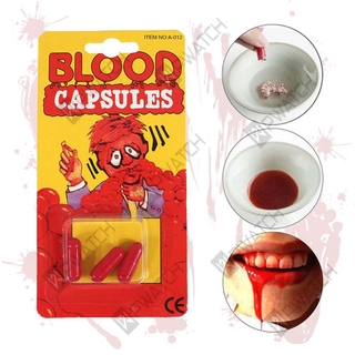 3Pcs Fake Blood Pill Vampire Capsules Horror Funny Halloween Joke Prank Trick glass