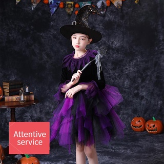 ▬✧❀Halloween children dress costume cosplay girl witch show princess cos