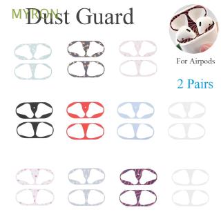 MYRON 2 Pairs Colorful Printed Stickers Self-adhesive Dust Guard for Apple Airpods Charging Box