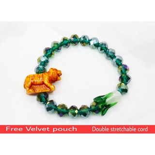 2022 Year of the Tiger Lucky charm bracelet with Pechay 10mm beads Emerald