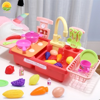 Children's Kitchen Food Dishwasher Toy Set Miniatures Vegetables and Fruits Pans Cooking Utensils Ro