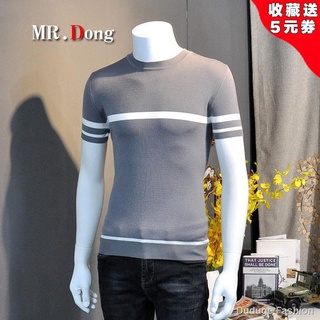 knit sweater men ✐❖✸Duduge FashionShort-sleeved men s T-shirt 2021 new summer Korean slim-fit sweater short-sleeved round neck
