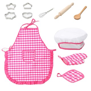 Ready Kids Cooking And Baking Set - 11Pcs Kitchen Costume Role Play Kits Apron Hat Funny Toy For Chi (1)