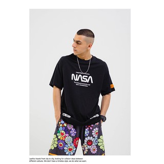 Ready Stock Nasa New Products Text Aircraft Printing Short-sleeved Couple Streetwear Fashion T-shirts Summer