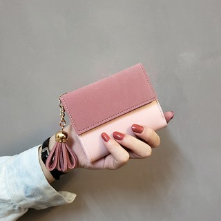 Women's Soft Leather Simple Tassel Mini Wallet