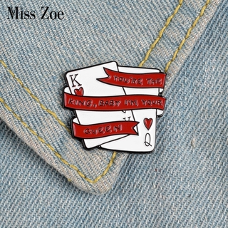Poker King Queen Enamel Pin Lovers Brooches for Bag Clothes Lapel Pin Badge Couples Love Jewelry Gift for Girl Friend