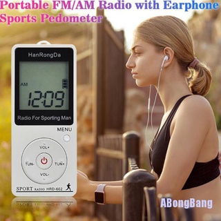 ✇☎【ABongBang】✨Mini Fm/Am Radio Portable Pocket Receiver Rechargeable Lcd Display + Earphone