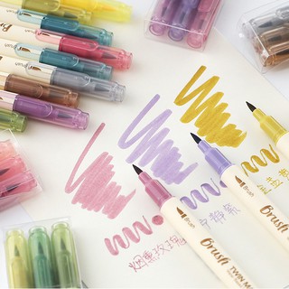 Colorful Brush Pen Set Double Side Marker Vintage Color Replace Tombow Dual Brush DIY Decoration Journal