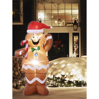 Christmas Inflatable Santa Claus Gingerbread Snow Man Hold Candy Stick Decor For Indoor Outdoor Diy