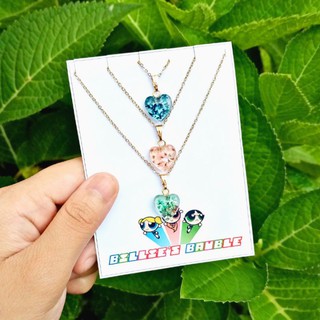 Heart Shaped Resin Necklace/Powerpuff Girls Necklace Set by BILLIE'SBAUBLE