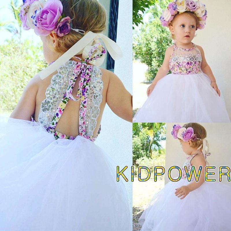 DPP-Cute kids Sequins Toddler Baby Girls Tulle Tutu Floral