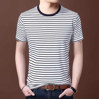 BIG SIZE ! Men's striped T-shirt M-XL comfortable stretch cotton Unisex