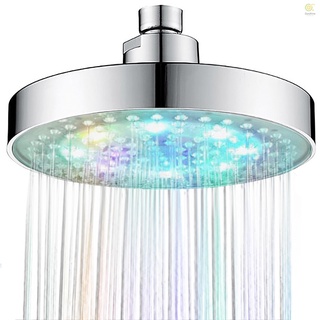 Sunshine LED Shower Head with 7 Color Flash Light 6 Inch Rain Showerhead High Pressure Bathroom Shower Head with Polished Chrome Bath Rain Shower Head Replacement