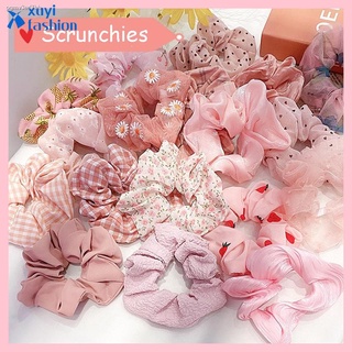❆☃Korean Romantic Pink Sweet Hair Tie Fashion Large Intestine Elastic Hair Band Rubber Band Ponytail