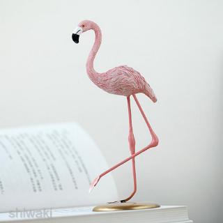 Resin Flamingo Figurine Miniature Sculpture Glass Base Stand Table Ornament