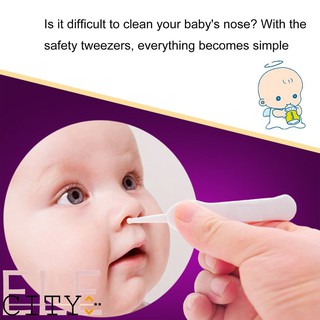 【Ele】Safe Cleaning Tweezers Baby Care Forceps Plastic Newborn Digging Nose Clip (1)