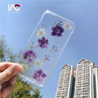 iPhone 12 /12 Pro 11 11pro max 6 7 8plus X Xr Xmax Real Dry Flower Case,Transparent Soft Silicone Cover with Handmade Pressed Flowers (4)