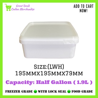 1.9L Square Ice Cream Container (Food And Freezer Grade)