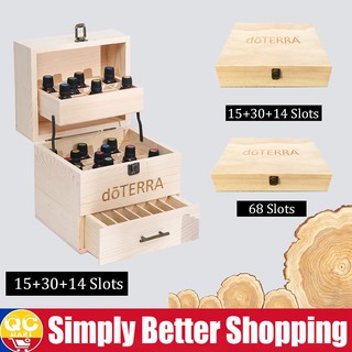 25/68 Grids and 3 layer Wooden Storage Box Essential Oil Carrying Case Aromatherapy Container