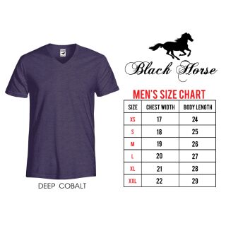 T-Shirt V-Neck Adult Plainshirt Unisex Black Horse ( DEEP COBALT )