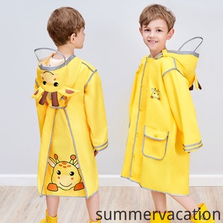 1-6y Toddler Baby Raincoat Cute Animal Cosplay Hujan Plastik Plastic Rainwear Emergency Waterproof Hoodied Rainsuit