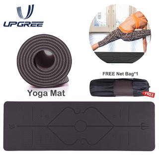 Upgree Yoga Mat 6mm Gym Exercise Mat Eco Friendly TPE Material Non-Slip Exercise & Fitness Mat Workout Mat with Carry Bag for All Type of Yoga Pilates or Floor Exercises