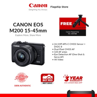 Canon EOS M200 (EF-M15-45mm f/3.5-6.3 IS STM) with Free FREE Canon Tripod Grip HG-100TBR (1)