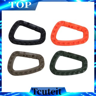 Tcuteit 4pcs Plastic Steel Climbing Carabiner D-Ring Key Chain Clip Hook Buckle