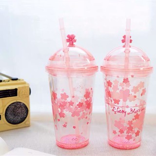 LAST PIECES SALE!! Hologram Bunny Cherry Blossom Cute Straw Tumbler Water Jug (2)