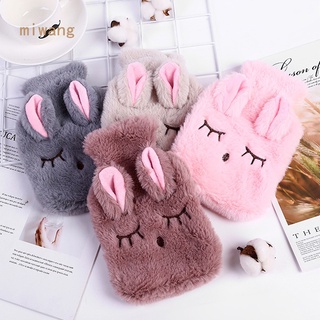 Cartoon Plush Squinted Rabbit Fur Sleeve Hand Warmer Removable And Washable Hot Water Bag