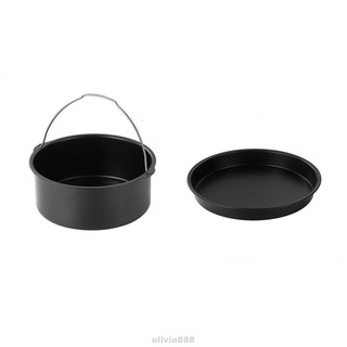Ready Stock/☍✟☫2pcs/set Air Fryer Accessories Round Baking Dishwasher Safe Non Stick Pizza Pan For G