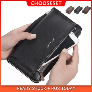 CS Ready Stock Long Wallet Men PU Leather Zipper Wallet for Men
