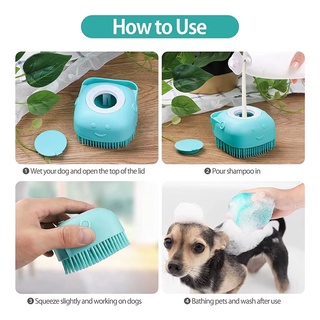Kylaoong#Pet Grooming Shampoo Dispenser Dog Bath Massage Brush Comb Bathroom Shower Brush for Dogs C (5)