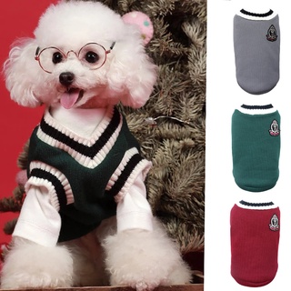 Dog Sweater Shih Tzu Clothes Pet Sweater Vest V-neck Vest Soft and Breathable College Style Pet Clothes