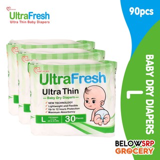 BelowSrp Grocery Ultrafresh Ultra Thin Tape Diapers Large 90s for Babies 9-14 kg or 20 to 30 lbs