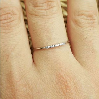 8 fine diamonds ins simple temperament basic fine section diamond-studded titanium steel 18K gold plated index finger ring female tail ring