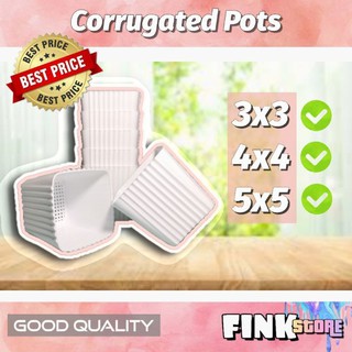 Corrugated Pots White 3x3 4x4 5x5 / Succulent Pots (1)