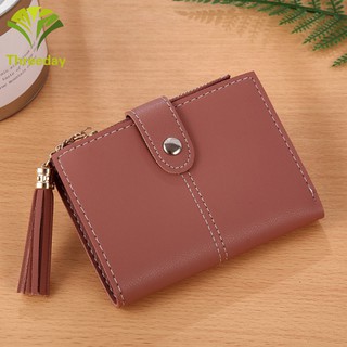 Women Mini Wallets Tassel Zipper Purse Girl Wallet PU Leather Small Short Wallet (8)
