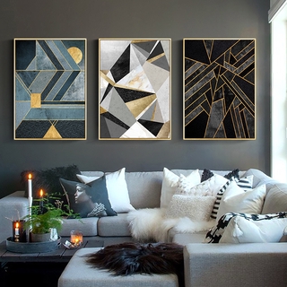 Abstract geometry, Abstract color blocks, Hanging paintings, Murals, Decorative paintings Abstract living room decoration painting Simple Nordic style sofa triptych Bedroom black and white creative sun geometric staircase painting