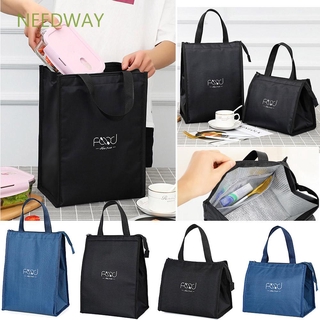 NEEDWAY Unisex Cooler Bags Black Picnic Bag Lunch Bags Office Travel Portable Navy blue Hand Zip Handbags Food Tote/Multicolor
