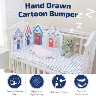 Baby Inner Newborn Baby Crib Bed Bumper 4pc Colorful House Bedding Set Bumper Fence Anticollision Washable Baby Room Accessory