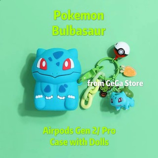 Bulbasaur Pokemon Airpods Case with Dolls Airpods Pro Case Portable Airpods 2 Case Silicone Airpods Gen 2 Case