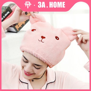 【3A】Cartoon shower cap super absorbent and quick-drying headscarf bathroom cute animal adult thickened head dry hair cap (1)