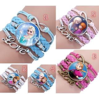 Girls Cute Bracelet Frozen Princess Elsa and Anna Cartoon Love Hand Made Rope Wrist Strap Wristband (2)