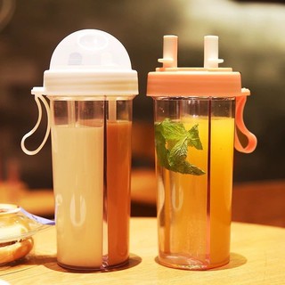 Tumbler Double-Tube Opening Design Water Bottle Dual-Use Leak Proof Drinking Cup (1)