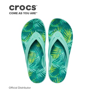 Crocs Ladies’ Crocband Tropical Flip-Flops in Teal YtRu