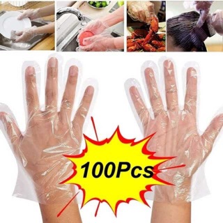 100pcs/50paris Disposables Gloves Households Plastic Film Five-Finger Cleaning